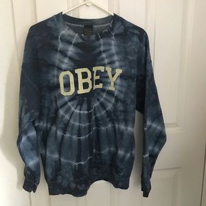 Obey tye dye blue sweatshirt